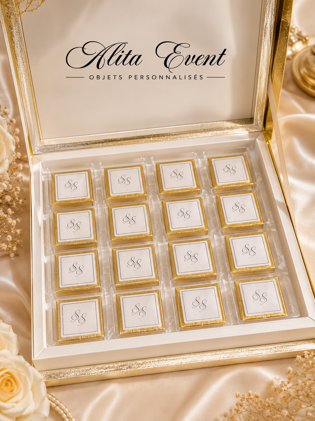 Coffret de 16 chocolats personnalisés
