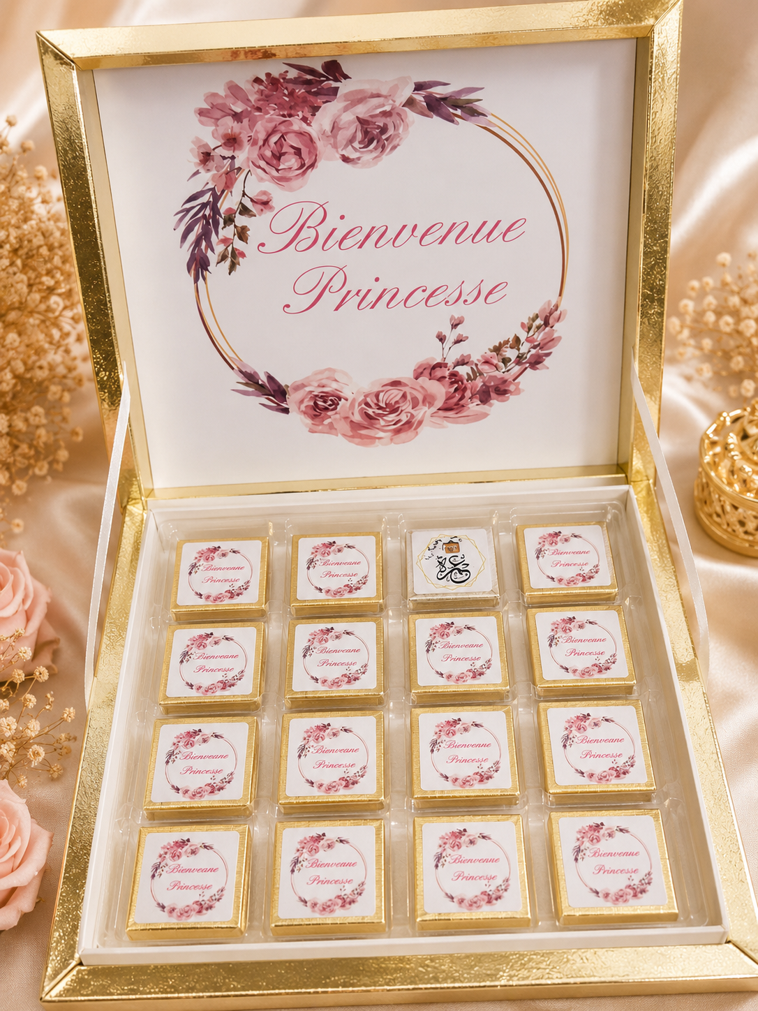 Coffret de 16 chocolats personnalisés – Bienvenue Princesse  Célébrez