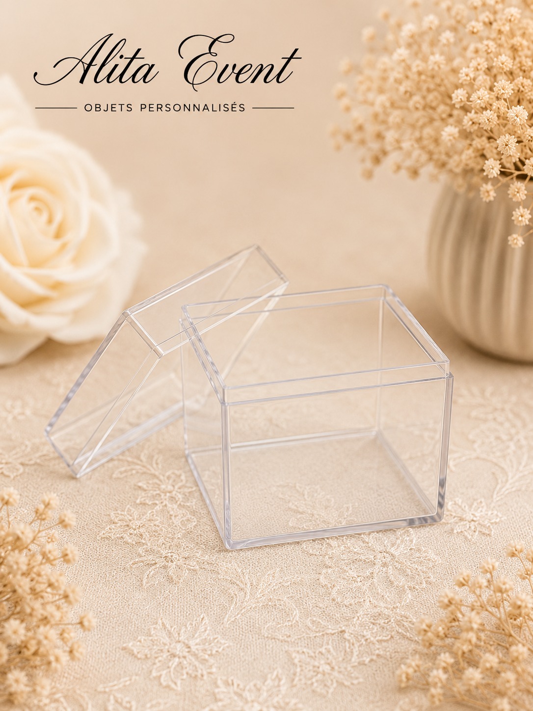 Boîte transparente carrée personnalisable