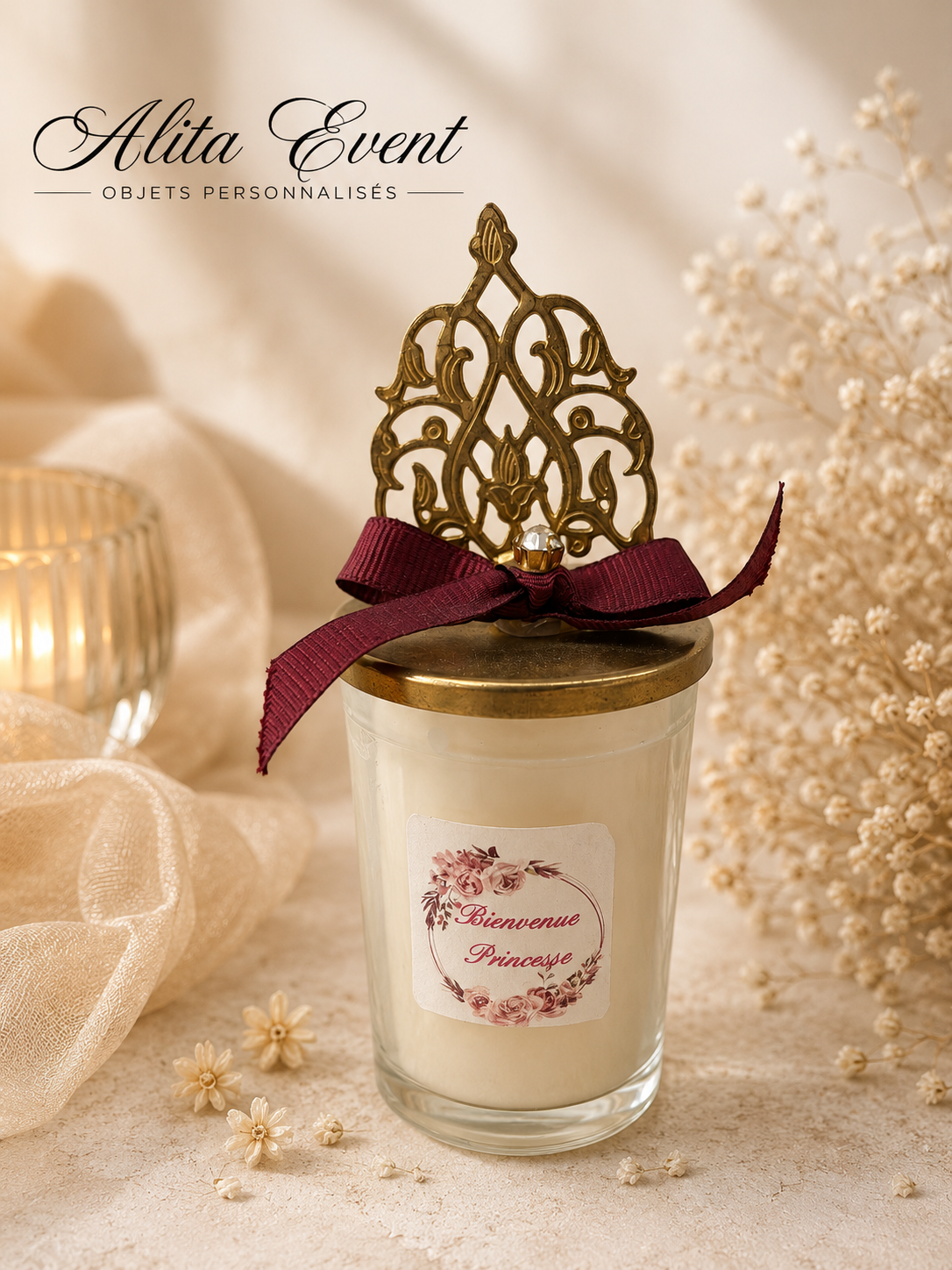 Bougie parfumée personnalisée – Bienvenue Princesse