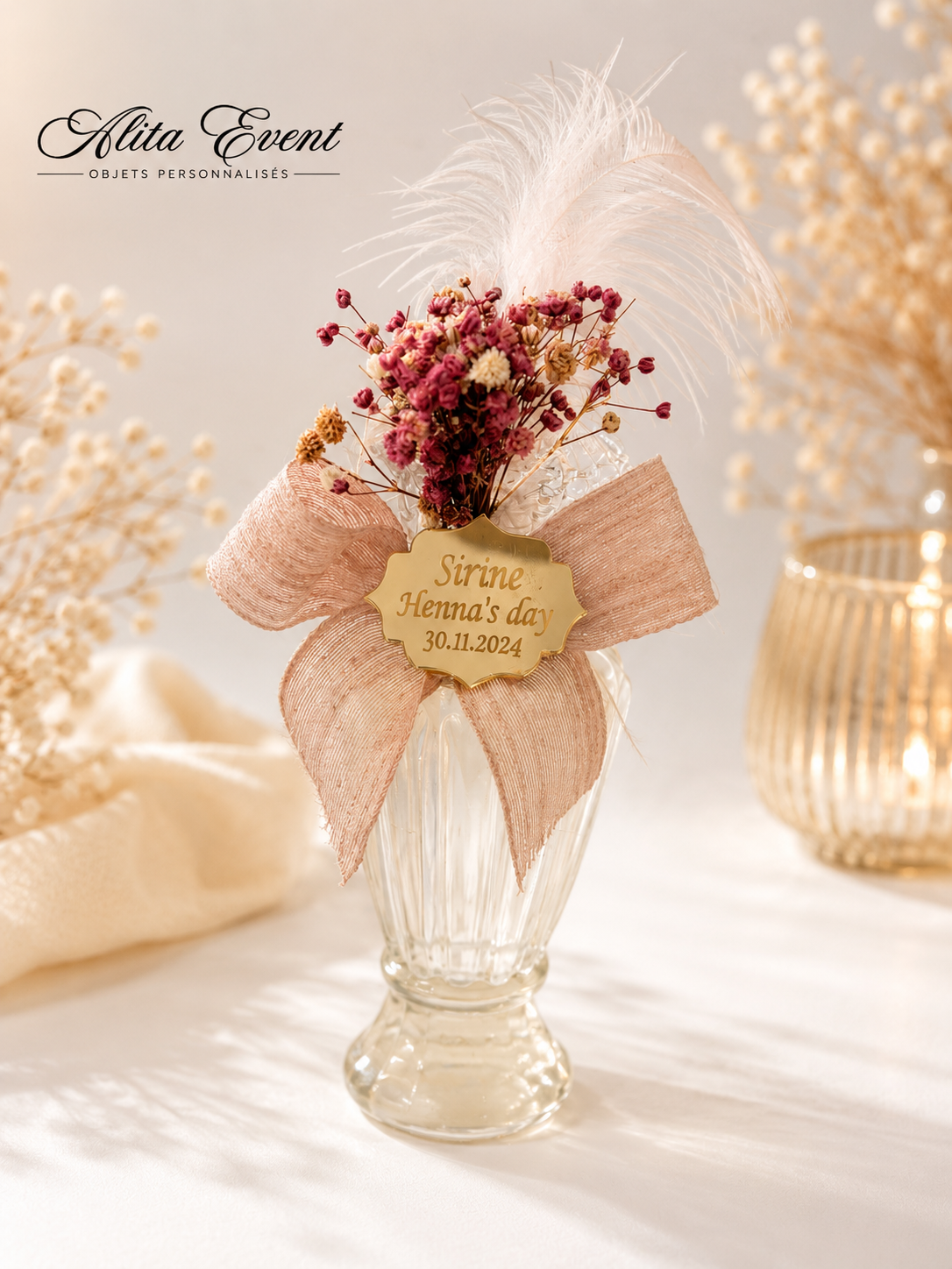 Fiole parfumée personnalisée avec fleurs séchées&nbsp;