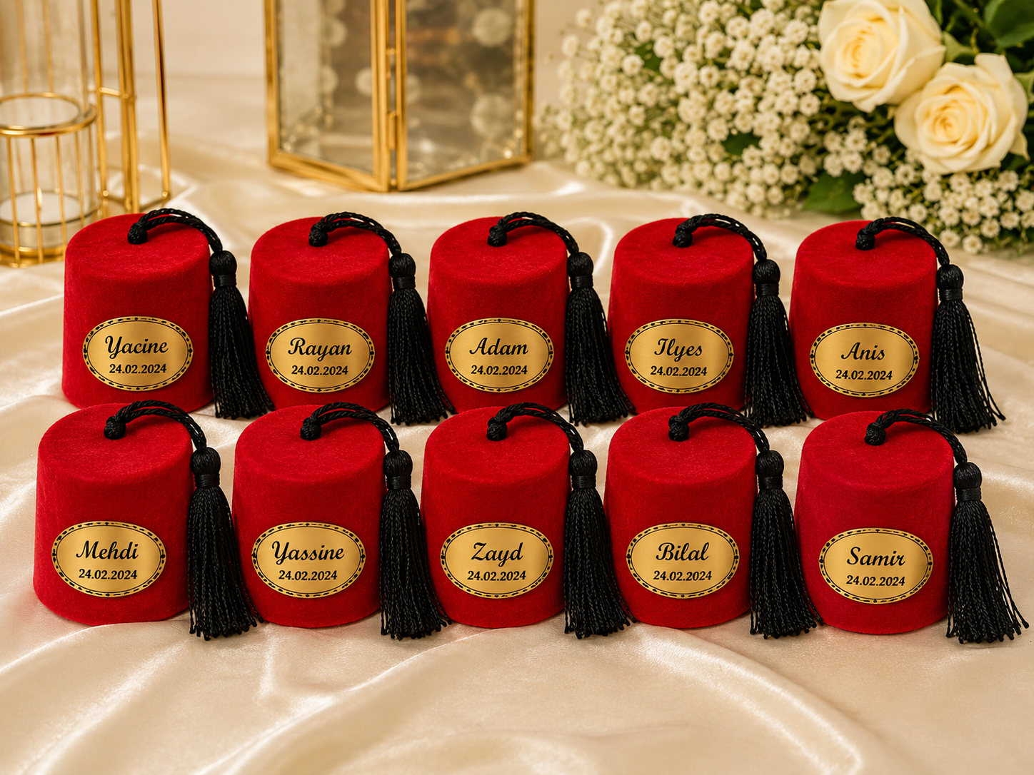 Lot de 10 Tarbouches Orientaux Rouge Personnalisés