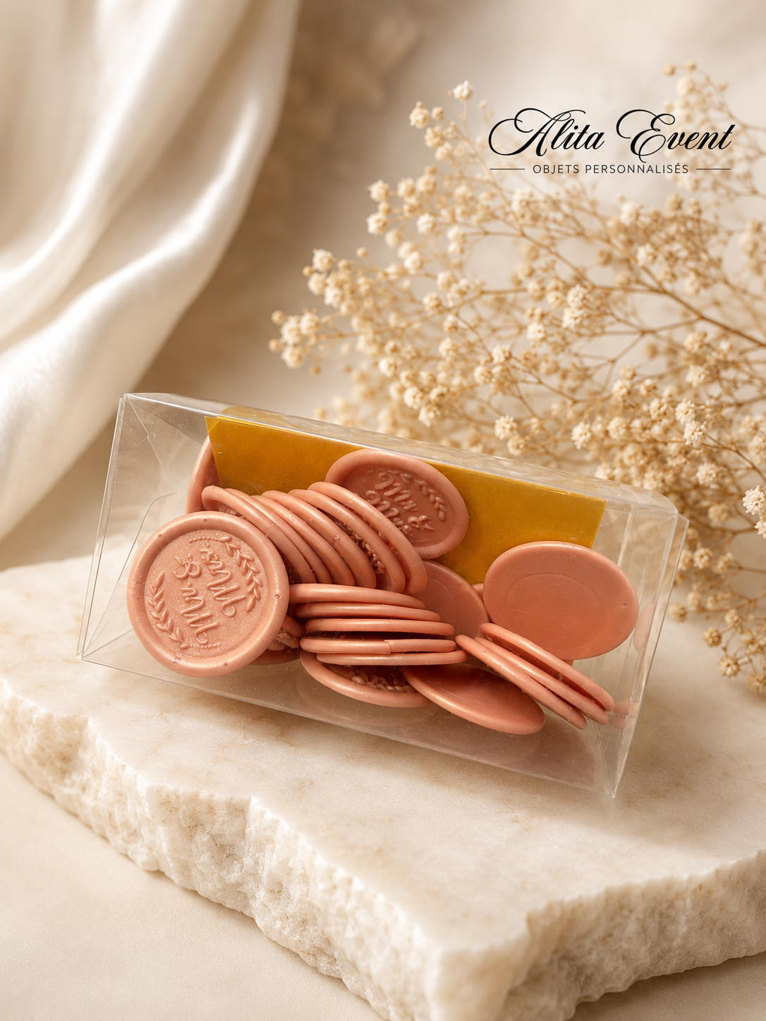 Cire à cacheter Rose poudré – Lot de 50 pièces