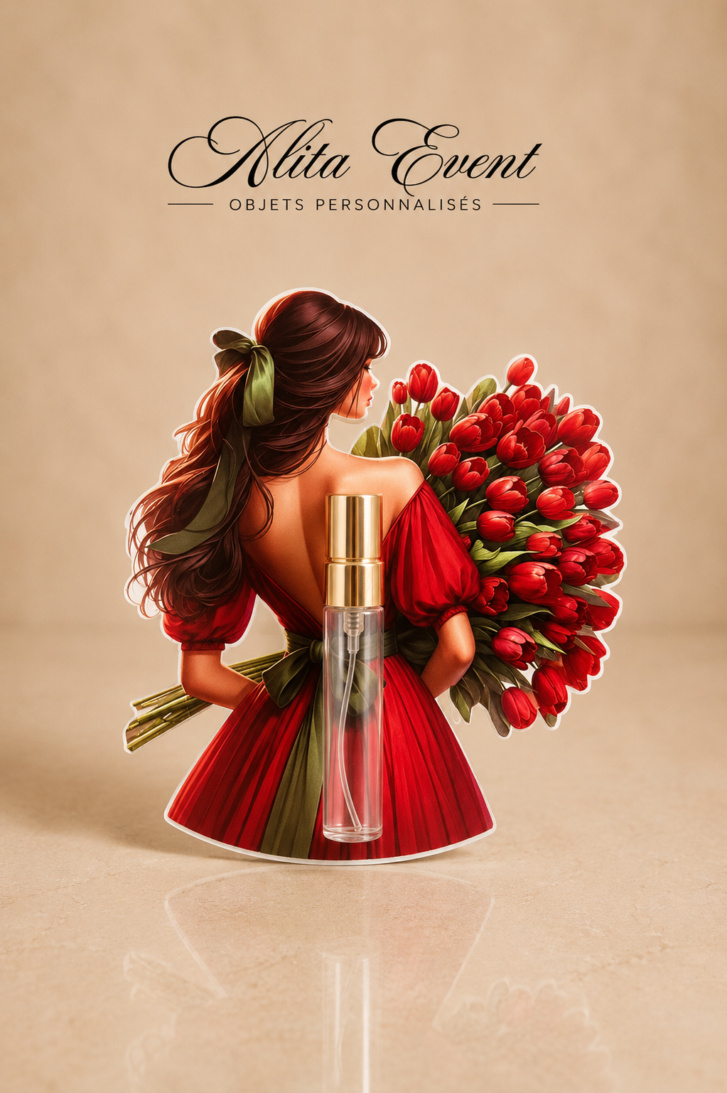 Cadeau Invité Parfum Personnalisé – Élégance Florale Rouge