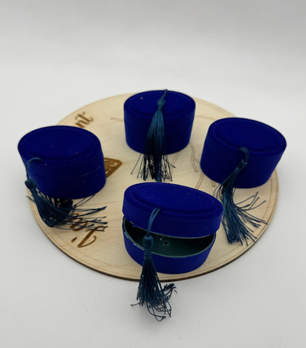 Lot de 10 Contenant à dragées velours - Bleu royal