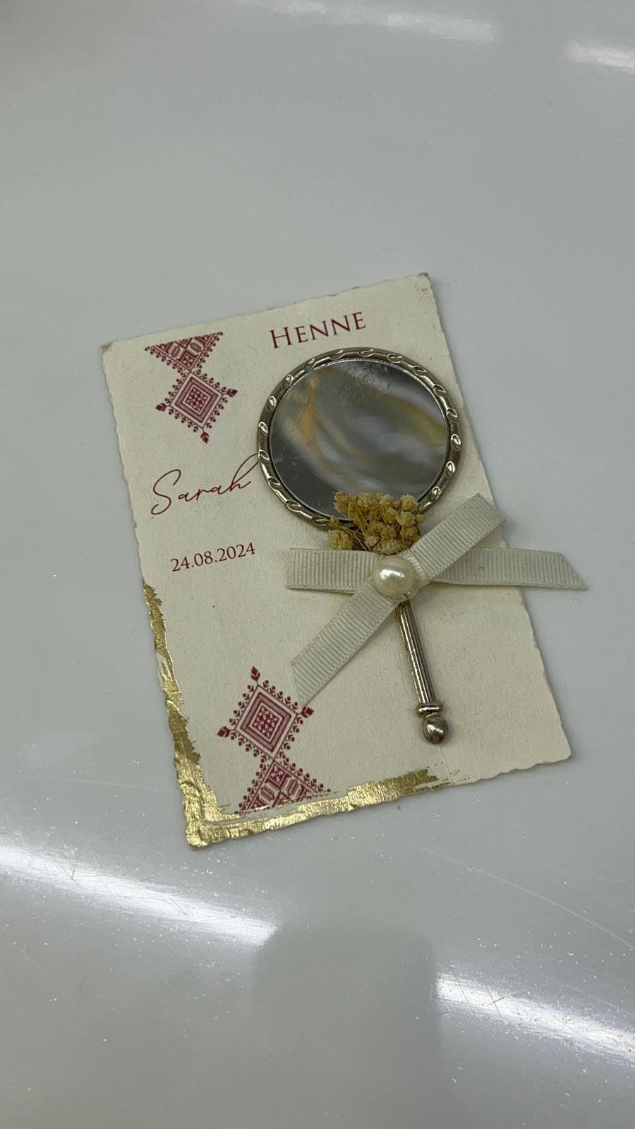 Petit Miroir Doré / Argenté avec Carte Invitée