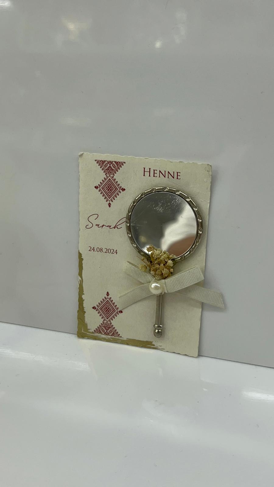 Petit Miroir Doré / Argenté avec Carte Invitée